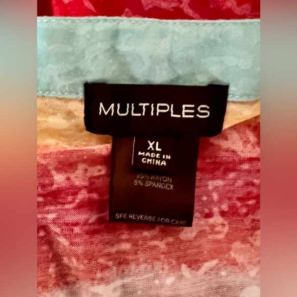 Women’s XL Multiples Brand Bright Colored Striped Shirt - Picture 3 of 3